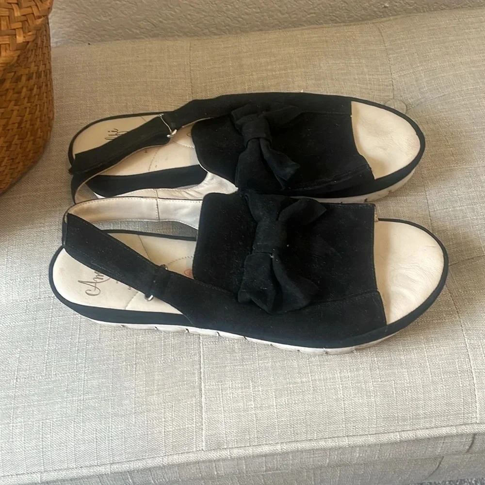 Amalfi by Rangoni black leather platform sandals 10.5 M - Picture 4 of 8